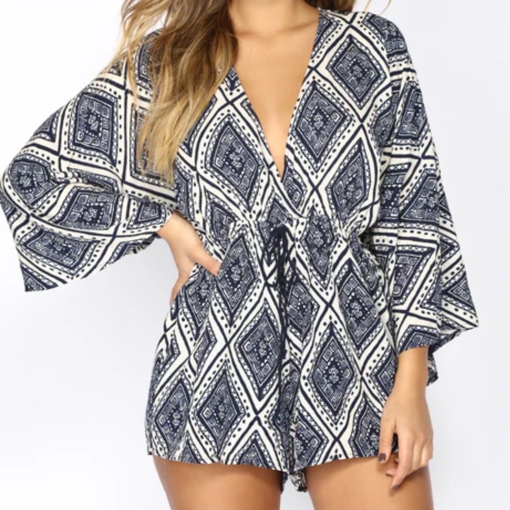Elegant Navy and White Women's Swim Cover-Up